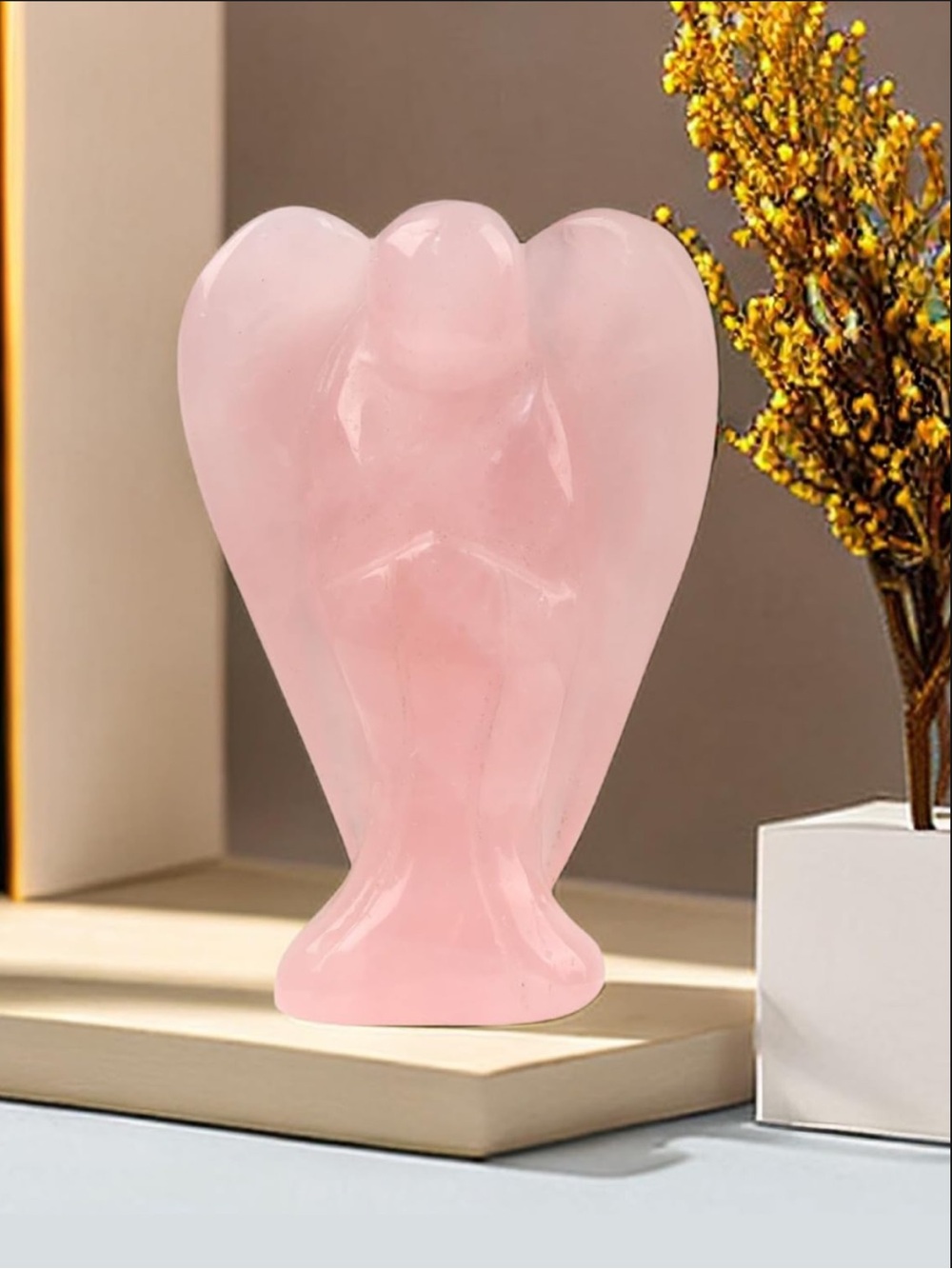 🆕New Rose Quartz Angel Figurines Guardian Angel Statue Home Decor 1.5Inches - Picture 2 of 5